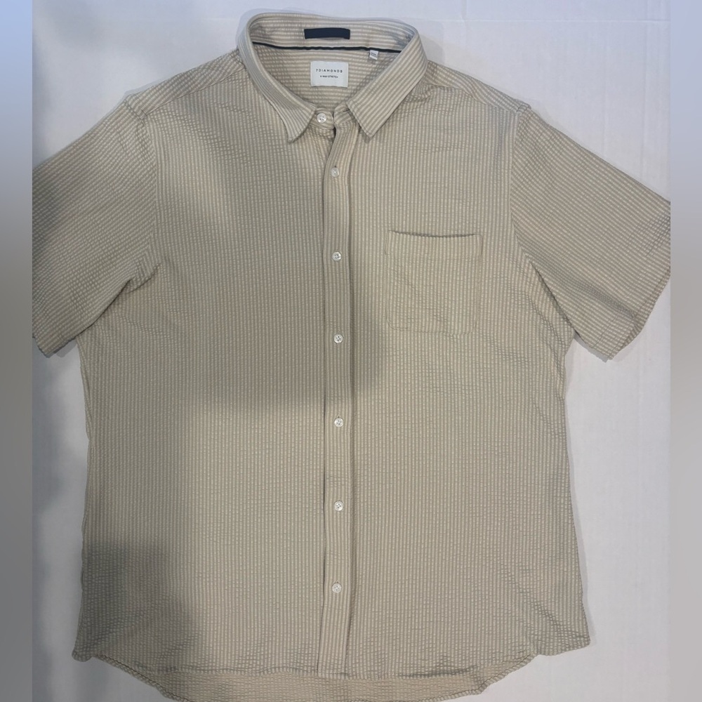 7 Diamonds Men’s Tan Bennett Short Sleeve Textured Button Down Size XXL